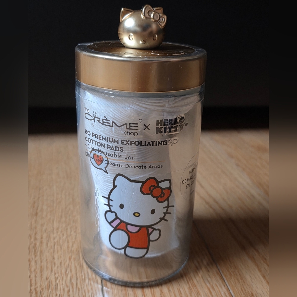 The Crème Shop X Hello Kitty 80 Premium Exfoliating Cotton Pads in Reusable Jar